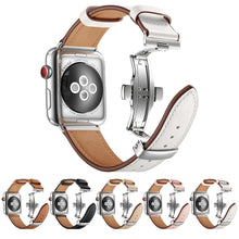 Load image into Gallery viewer, stainless steel butterfly buckle leather strap