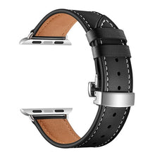 Load image into Gallery viewer, stainless steel butterfly buckle leather strap