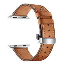 Load image into Gallery viewer, stainless steel butterfly buckle leather strap
